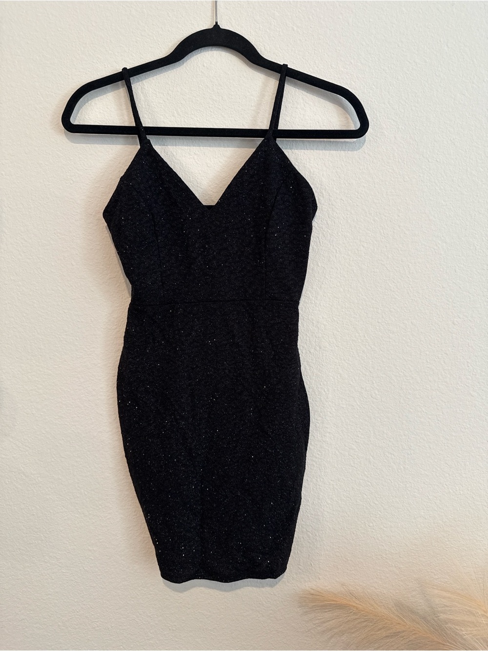 Windsor Black Sparkle V-Neck Spaghetti Strap Mini Dress